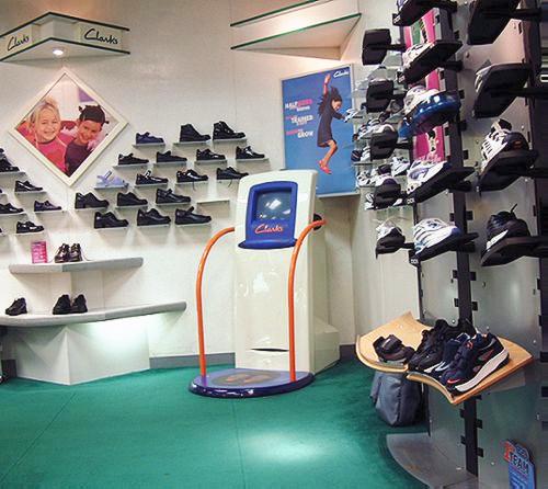 Footguage in situ in a UK shoe retailer